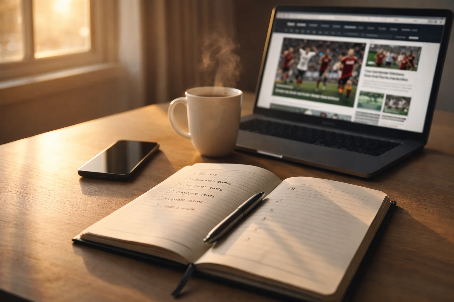 Routine quotidienne d'un parieur sportif organisé